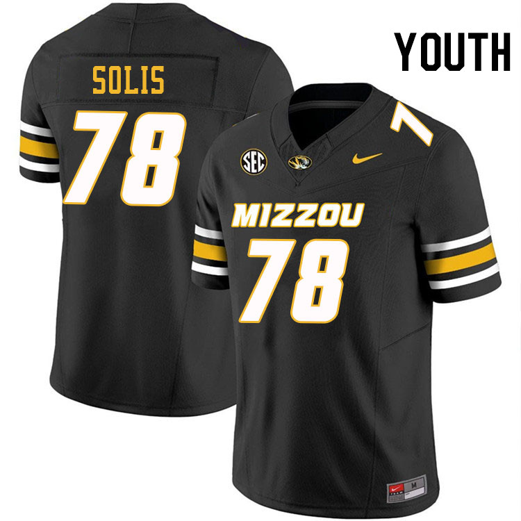 Youth #78 Brandon Solis Missouri Tigers College Football Jerseys Stitched-Black